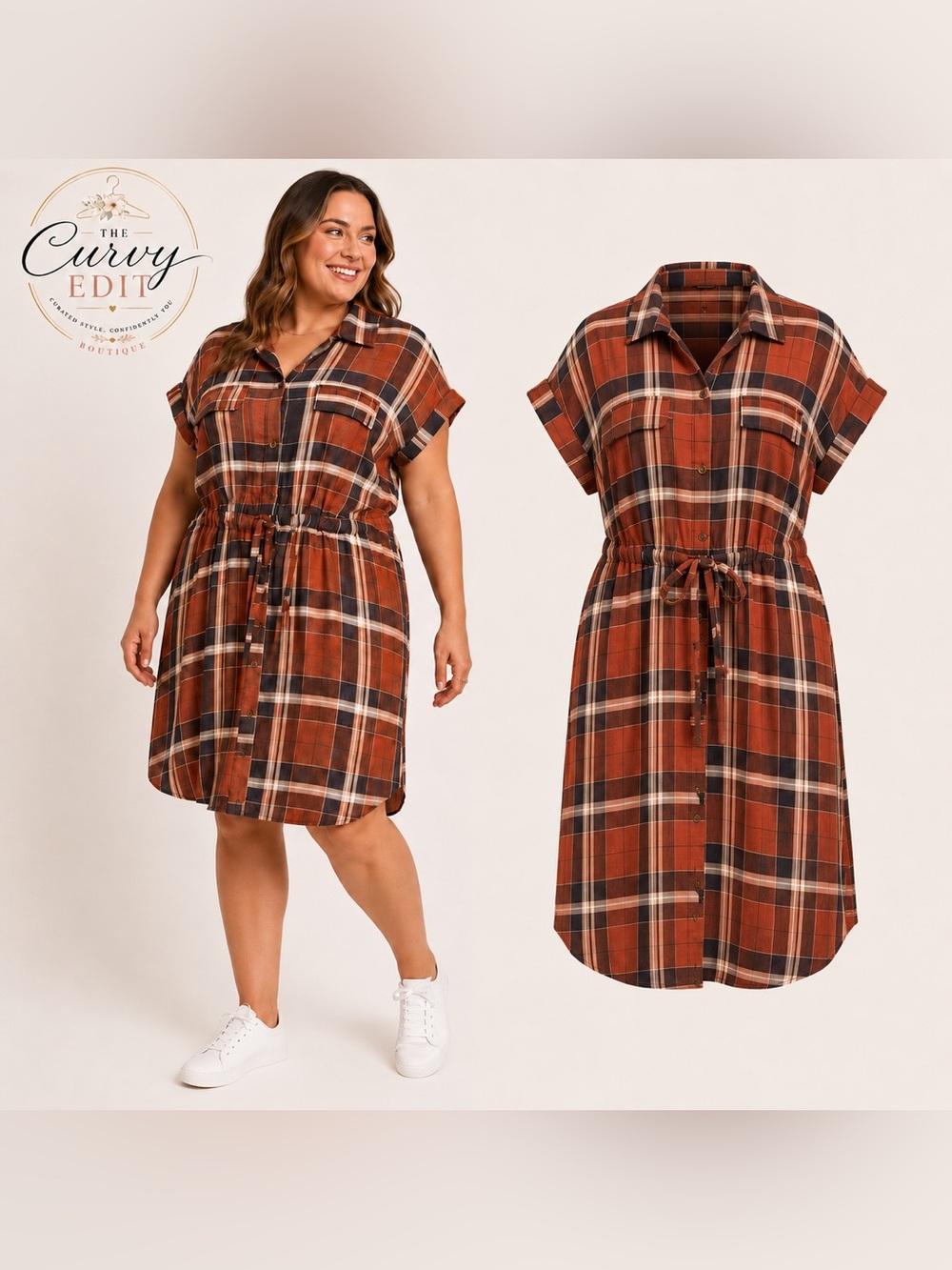 Plaid Shirt Dress 2XL Rust Plaid Button Front | Drawstring Waist | NWT Lularoe